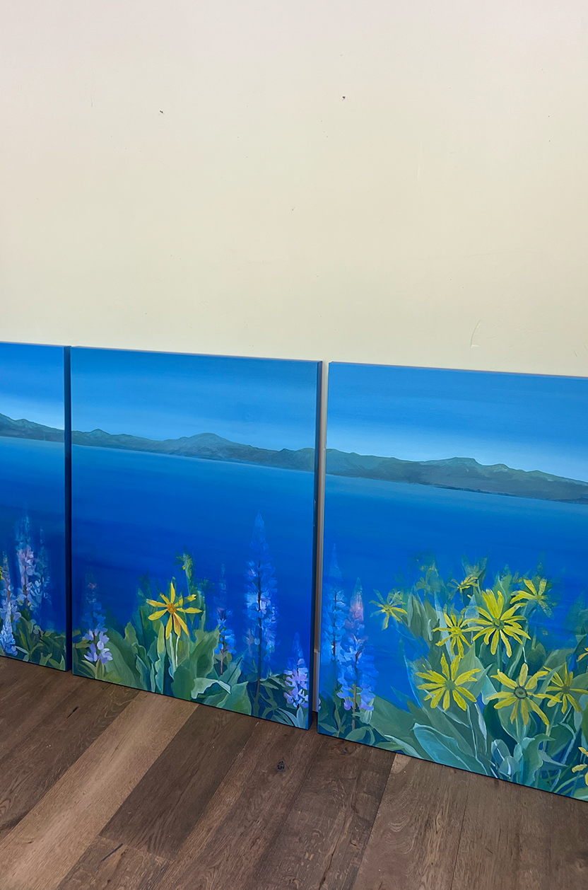 Original Lake Tahoe Wildflower Triptych | Lake Tahoe Northern Nevada Wildflowers